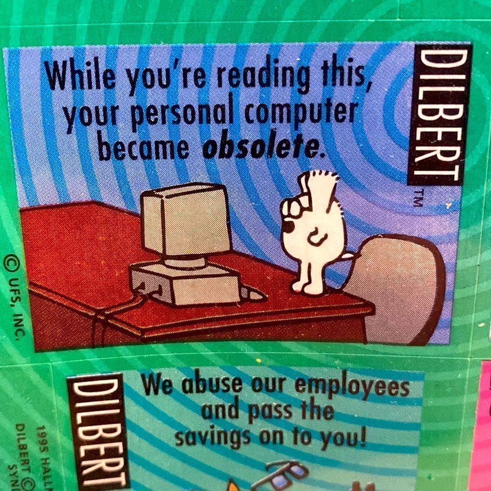 Vintage 1995 Hallmark Dilbert Stickers 4 Sheets 28 Labels NOS office supplies - Picture 5 of 9